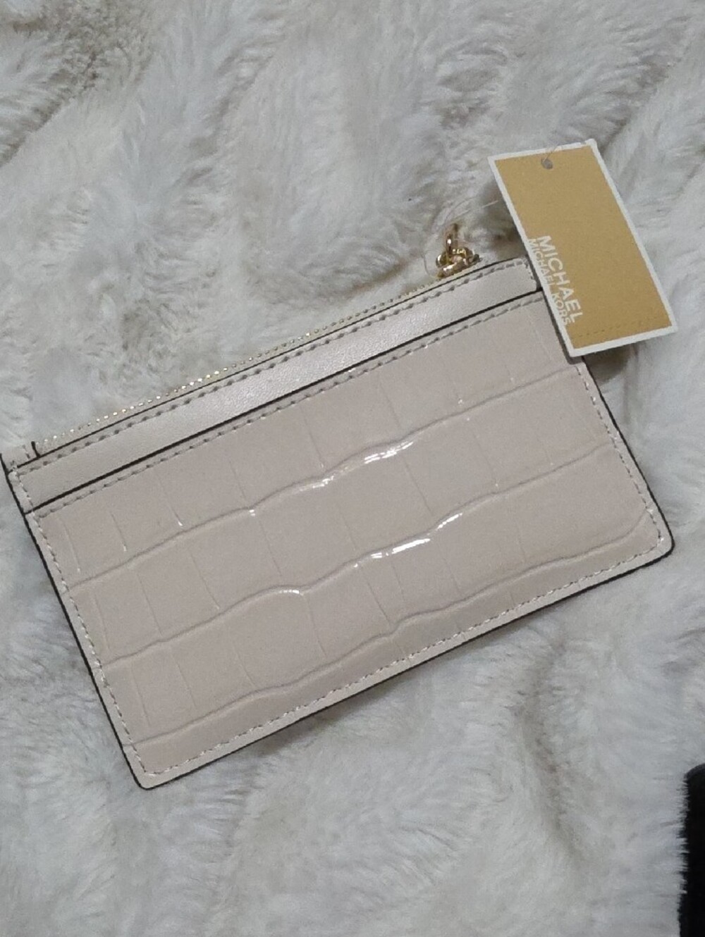 Michael Kors Women's Cream Croc Embossed Card Holder